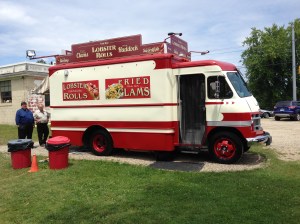 Lunch truck we ate at..lobster rolls, calma chowder, and a 50/50 burger half bacon half beef all yummy 