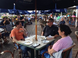 Ben, Lee, and Jo eating oceanside. The stuffed halibut was VERY good. On the pricey side but yummy and the view was awesome