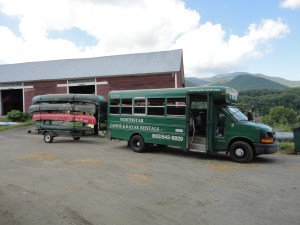 The Canoe puller we put the Sea Eagle in the back of the bus