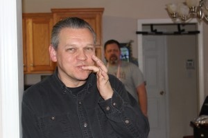 Lee's face after eating one of my deviled eggs