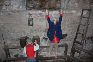 During the revolutionary war the building was occupied by the British but the rebels stored 4,000 kegs of gunpowder in this room and sealed it up so the British never found it