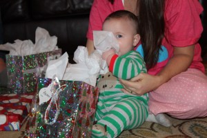 Abram loved the tissue paper the best. 