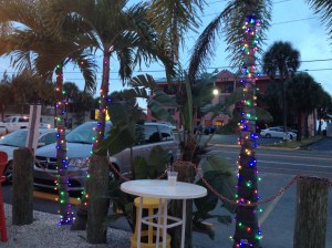 Sitting on the patio at Crabby Bill's 