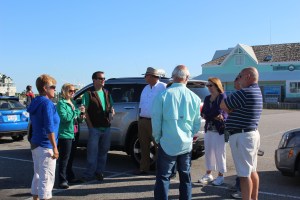The gang waiting on the ferry