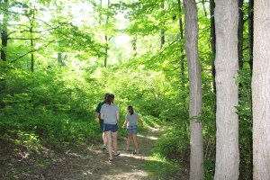 Walking the nature trail with Susan and the girls
