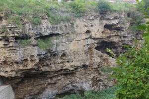 The walls surrounding the falls were really cool with natural caves