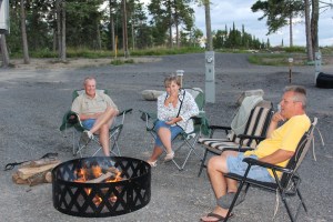 Everyone talking around the fire