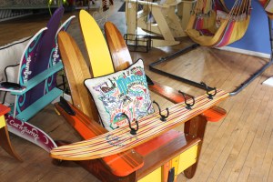 An adirondack chair made out of leftover skis was cool and unique