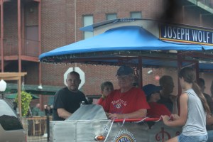 This is one of those bar bikes where everyone pedals and it meanders around town