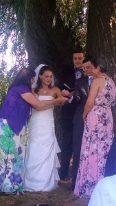 Linda, Kat, Micah, and I during the handfasting ceremony