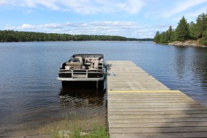 Our pontoon boat at the dock...it was a nice one