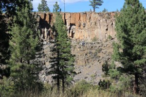 Cliffs across from the creek whete people like to rappel and climb