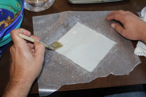 Brush wrapper with water