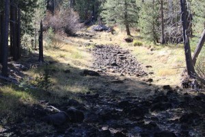 Dry creek beds, they have water in the spring