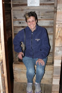 When I sat in here, it started making pooping noises. Cracked me and Ben up