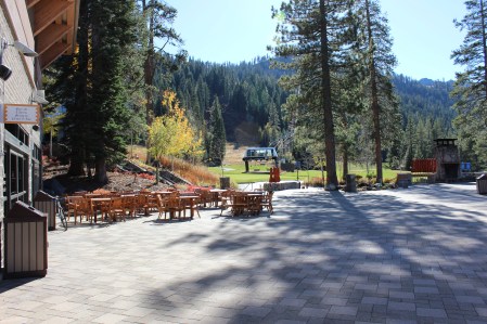 The patio and ski lift area