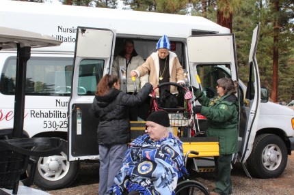 Here is Inez my first passenger getting out of the van. Loading and unloading these folks was no small task