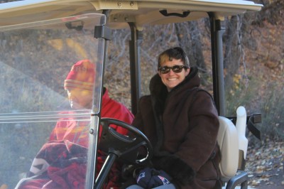 Here's me and Jack. As bundled up as I was it was still pretty cold on the return trip