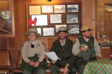 The rangers were singing along with the choir