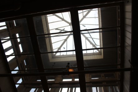 This skylight traveled through four floors to give the servants extra light