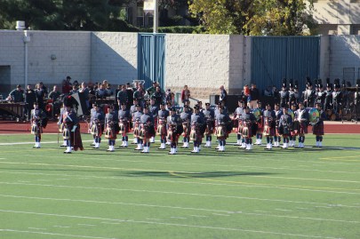 The Virginia Military Institute had both a band and a piping team. They were my favorite