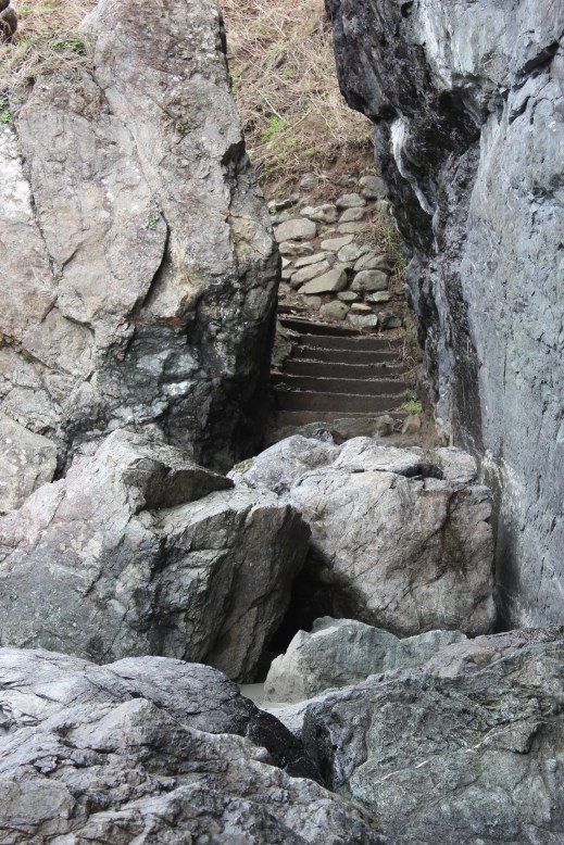stairs to the rocks on the ocean floor
