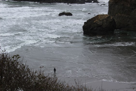 Surfer heading into the eaves