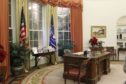 A complete reproduction to scale of his oval office along with the actual chair he sat in . Very neat