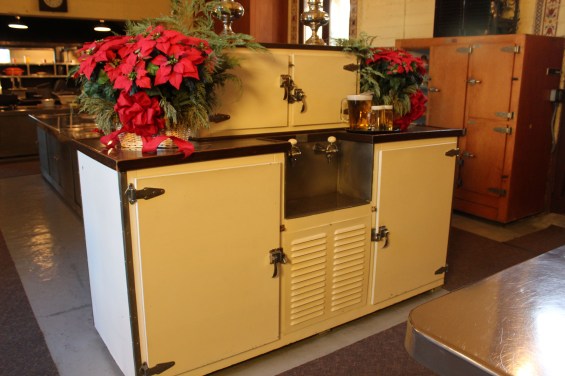 This beer refrigerator had kegs going all the time as Mr. Hearst was a beer drinker