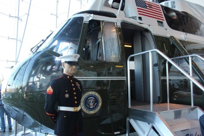 With a marine standing guard