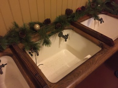 These wooden sinks were amazing. And they had wooden boards on top (like in an RV) to allow folding to be done in the same room