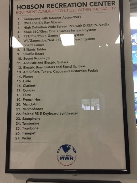 List of activities in the rec room