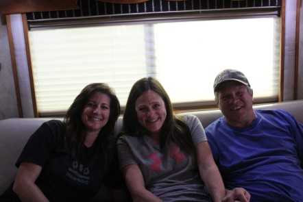 Deb, Barb, and Jim watching the game