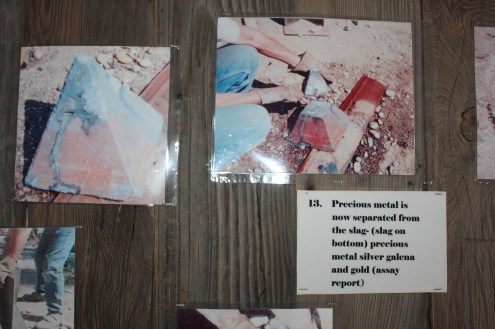 There were good pictorial descriptions of the smelting process. Essentially they heated the mixture, poured it into a mold, and then broke off the top piece which held the precious materials. 