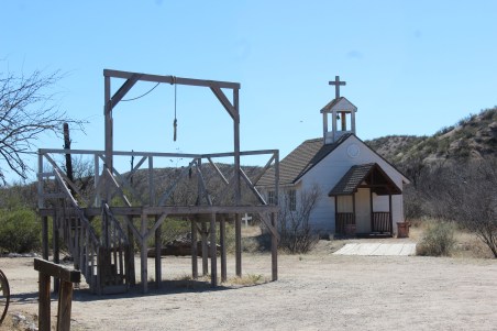 We couldn't go into the church because it was recently infested by black widow spiders. It is the desert after all
