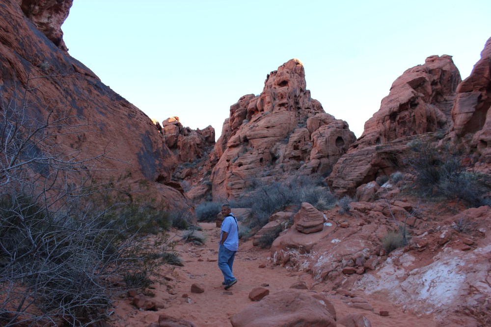 WE started down the petroglyph trail which is flat, mostly pink sand, and only .75 miles out and back