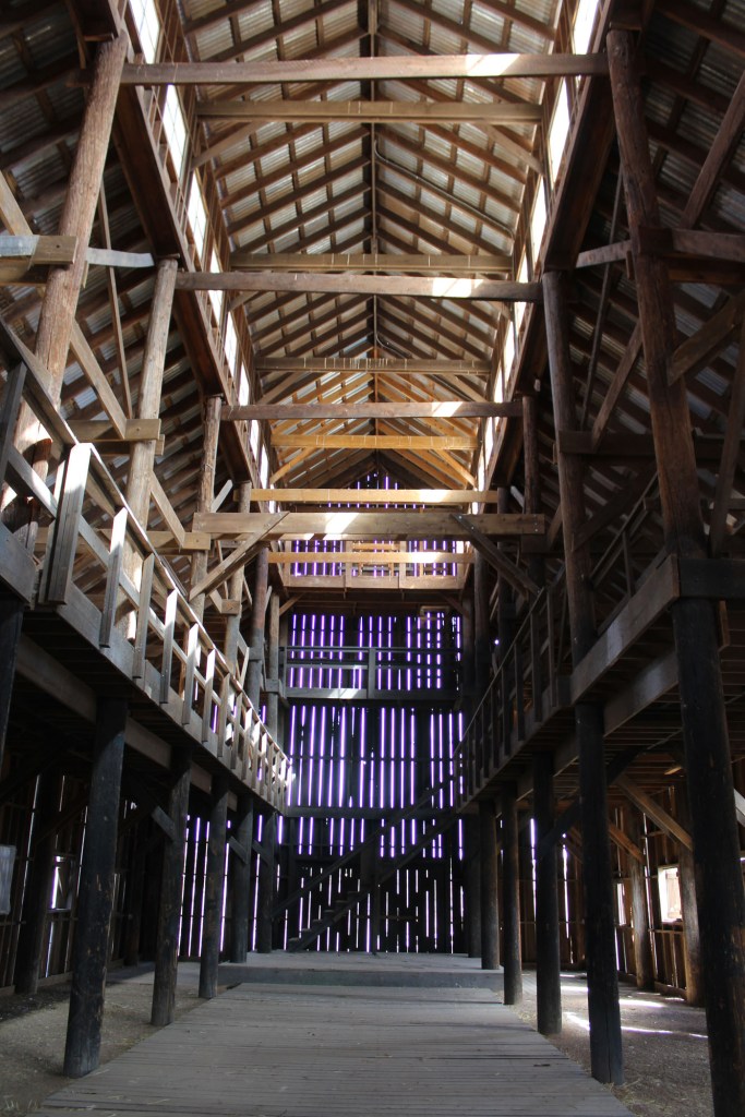 The inside of the barn