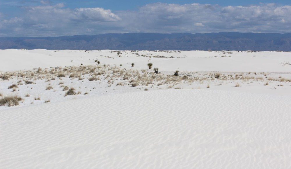 The vast expanses of sand with mountains in the background was great