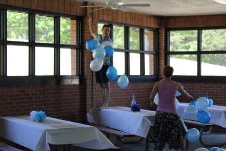 Jeremy and Kyrston stringing balloons