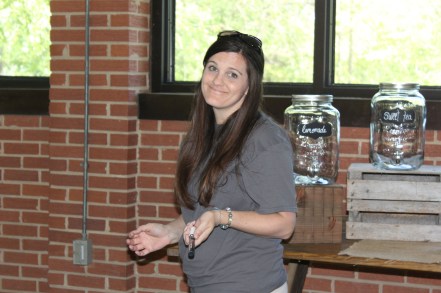 Wendy setting up at the party