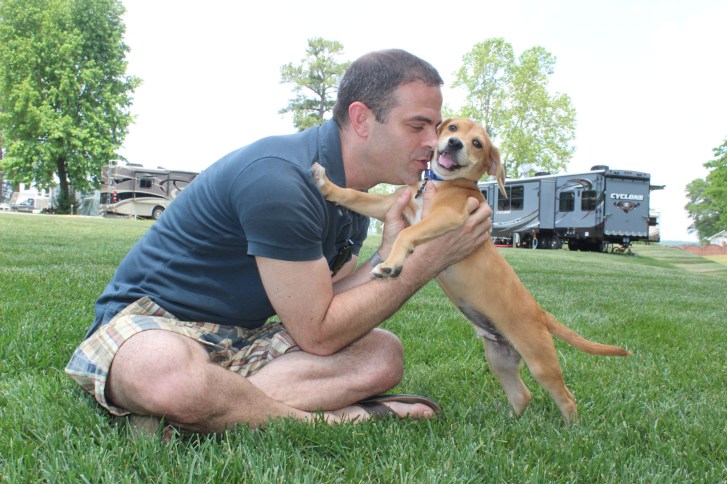 Jeremy with the puppy