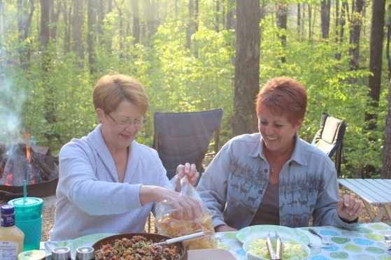 Jo and Sue with Jo's handmade chips