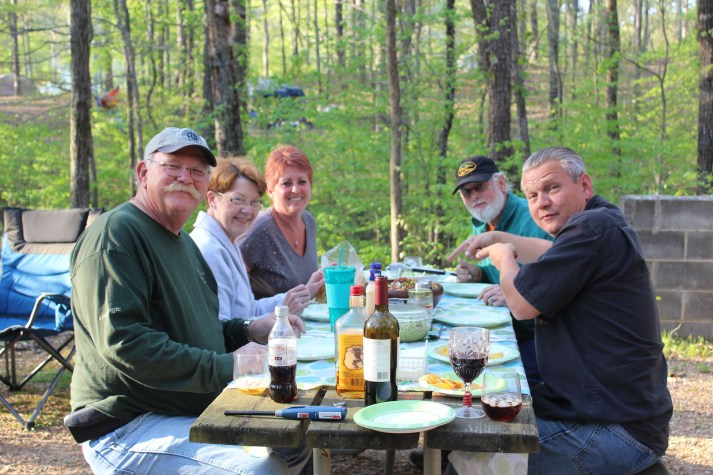 From Left: Craig, Jo, Sue, Guy, and Lee. Lee wants me to sit down so we can eat lol