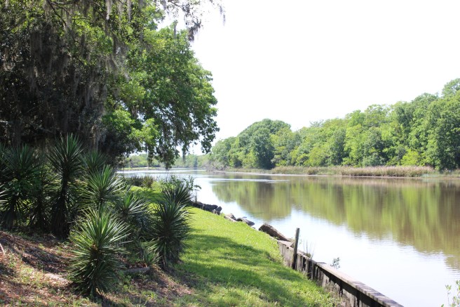 The island is bordered by a large canal