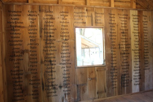 The wall where the names of the slaves were memorialized