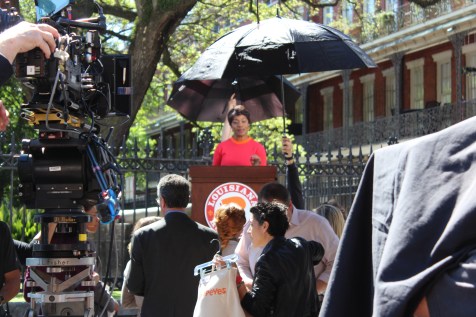 A Popeye's chicken commercial was being filmed in Jackson Square which was cool