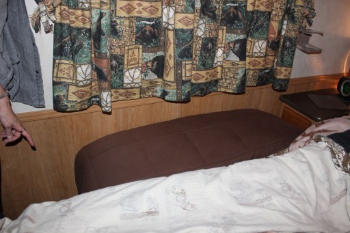 This homemade dog bed between the wall and couch was fantastic!!