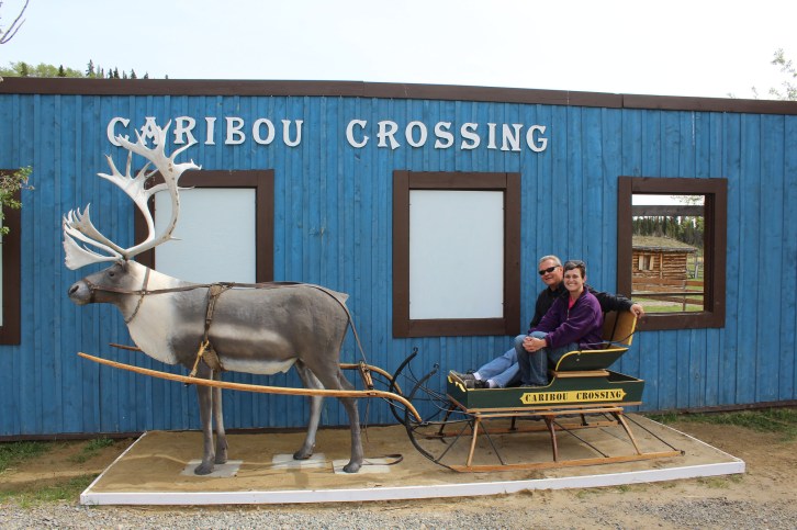 Got our pic in a Caribou sleigh and a very nice staff member took several for us