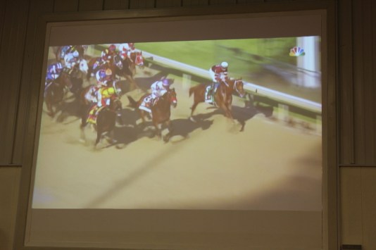 Watching the race on the big screen