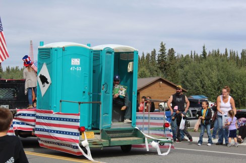 HE threw candy and toilet paper out to folks. Never seen that before